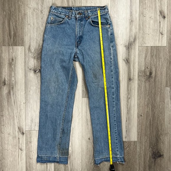 Levi's Orange Tab Size 30 Bottom Cut Off Blue Denim Jeans - Picture 7 of 9